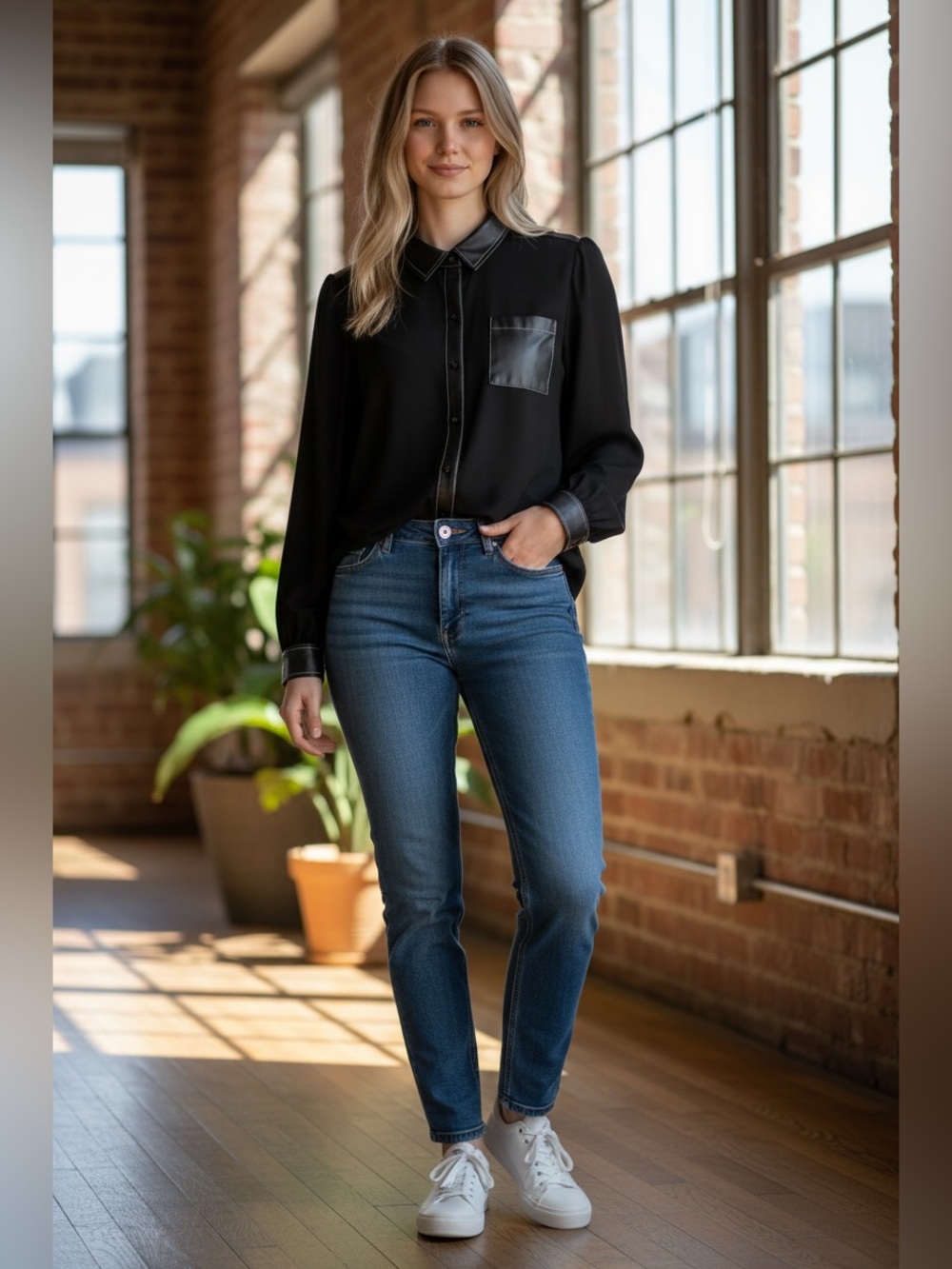 Karl Lagerfeld Mid Blue Straight Leg Jeans